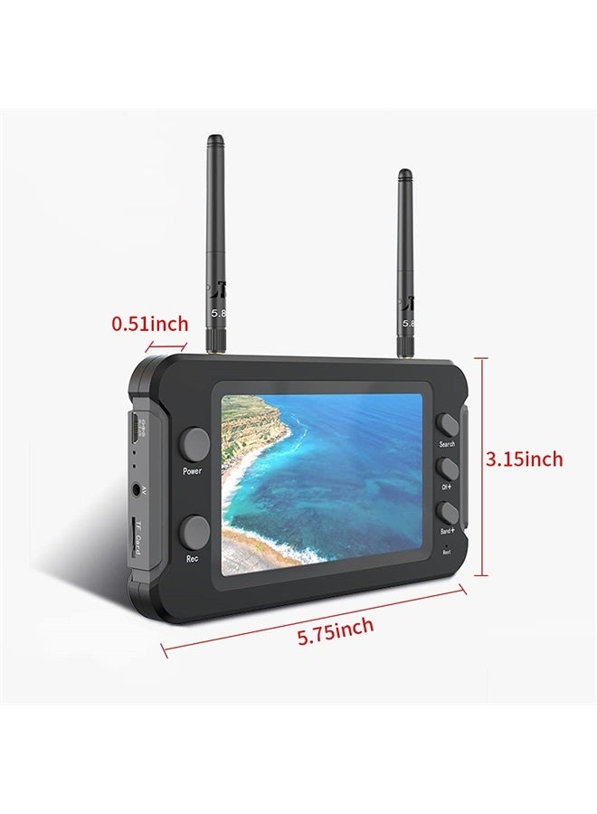 شاشة FPV 4.3 بوصة مع DVR 40CH دقة 800 x 480 شاشة IPS مستقبل ببطارية مدمجة 5.8GHz لقطع طائرات الدرون متعددة المروحيات RC...