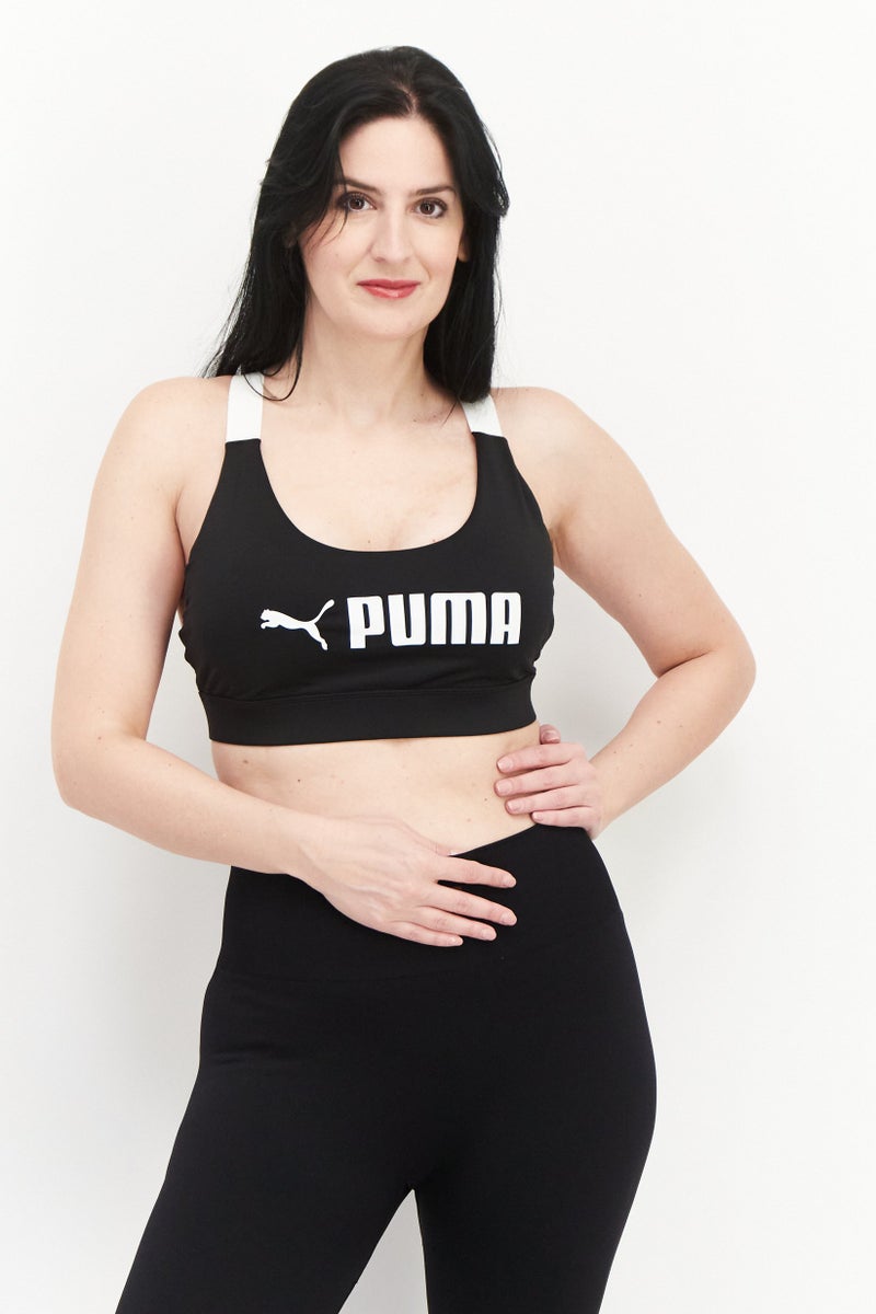 PUMA Women Sportswear Fit Lightly Padded Brand Logo Sports Bra, Black - Image 1