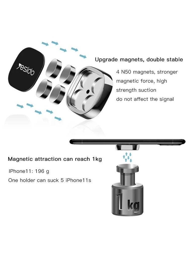 YESIDO-SUPER MINI DASHBOARD MAGNET HOLDER C81-Magnetic phone holder-Extremely strong adhesive-4 pieces of magnets for a secure fit-Designed with zinc materials-Suitable for all cars and other places - pzsku/ZBF57A66A0C4C13ADEF9FZ/45/_/1713183178/a58efad2-2612-4073-9d59-55d915c2952b