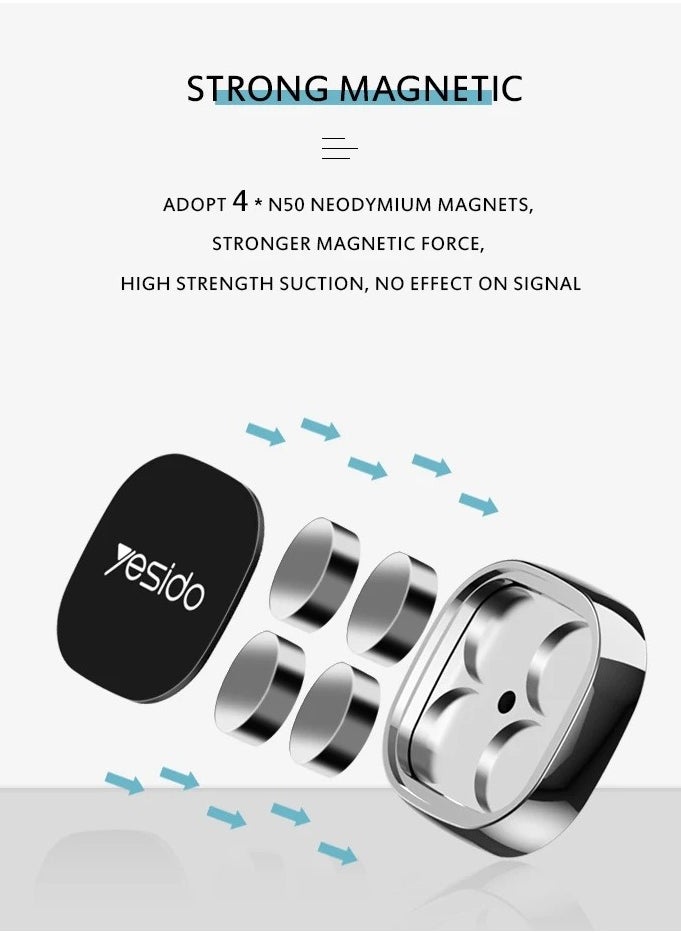 YESIDO-SUPER MINI DASHBOARD MAGNET HOLDER C81-Magnetic phone holder-Extremely strong adhesive-4 pieces of magnets for a secure fit-Designed with zinc materials-Suitable for all cars and other places - pzsku/ZBF57A66A0C4C13ADEF9FZ/45/_/1713183185/2af53b59-e233-425d-8ae7-461a16f2203f