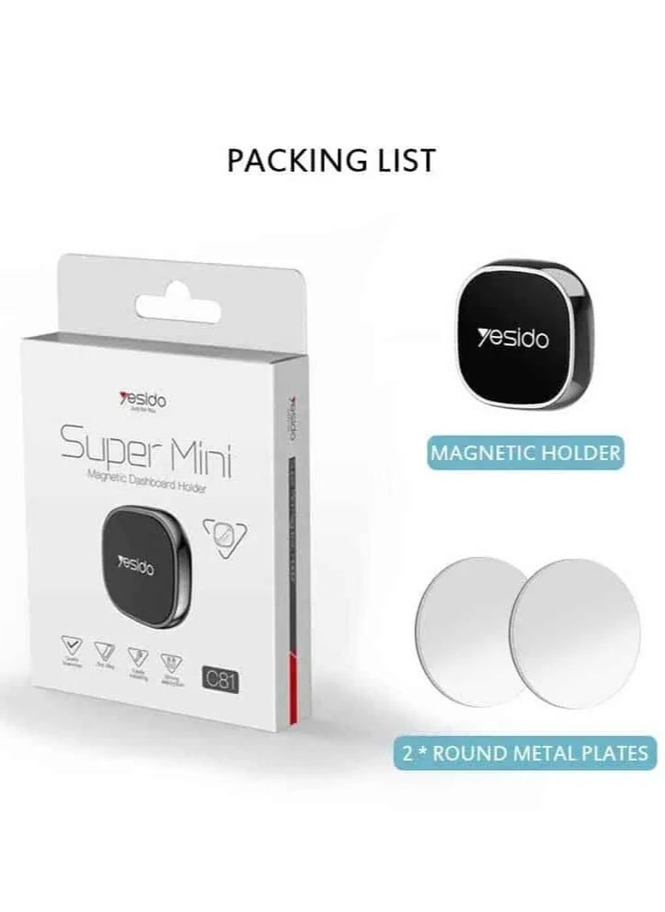 YESIDO-SUPER MINI DASHBOARD MAGNET HOLDER C81-Magnetic phone holder-Extremely strong adhesive-4 pieces of magnets for a secure fit-Designed with zinc materials-Suitable for all cars and other places - pzsku/ZBF57A66A0C4C13ADEF9FZ/45/_/1713183196/8f1e94cb-88d4-4e0d-8a66-c187150110d5