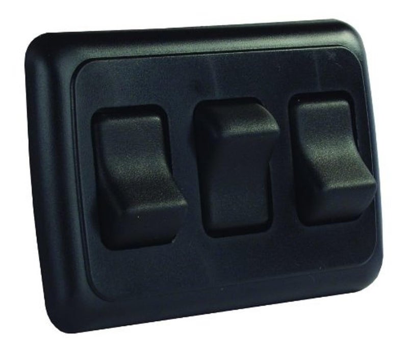 JR Products 12245 Black Triple SPST On-Off Switch with Bezel - Image 5