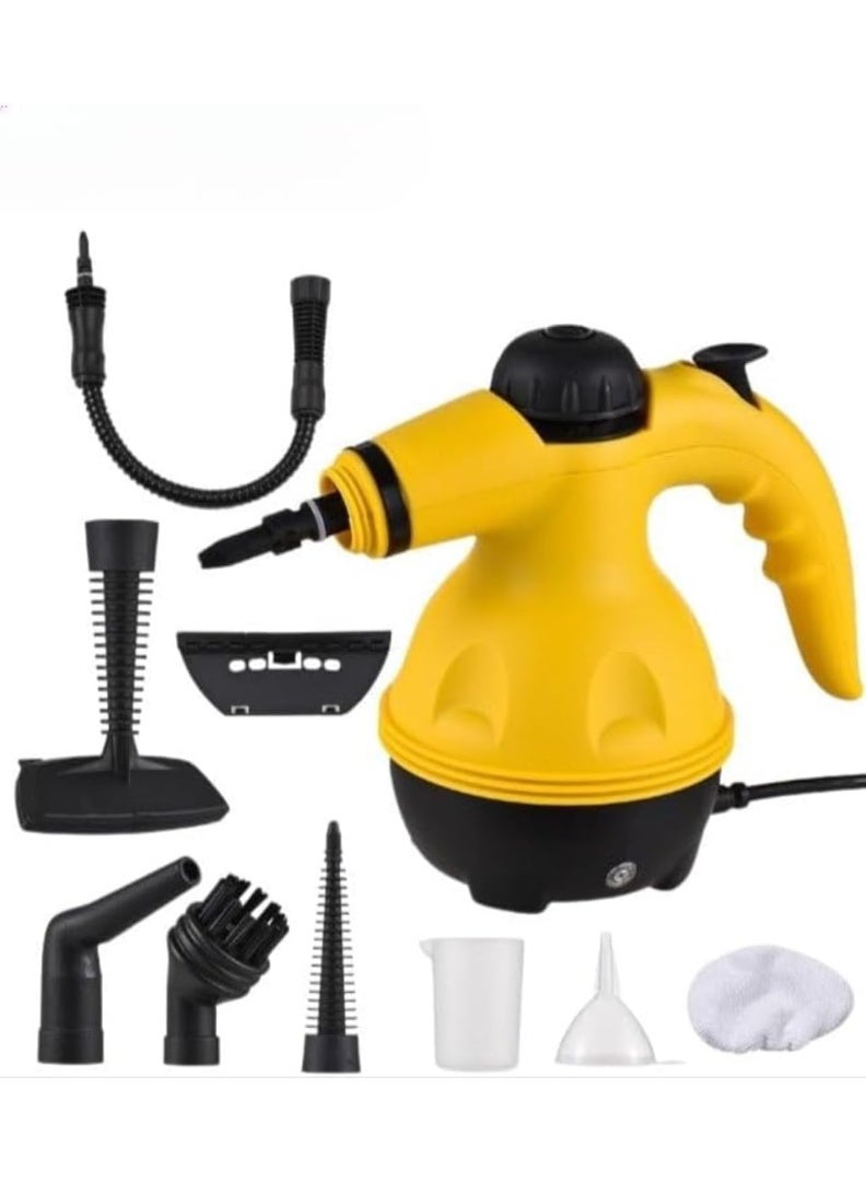 دينكس منظف ​​بخاري محمول باليد من دينكس بقوة 1200 واط مع 9 ملحقات - جهاز تنظيف عالي الحرارة خالٍ من المواد الكيميائية للمطبخ والأريكة والحمام والأرضيات والنوافذ - منظف عميق خفيف الوزن - أبيض/أصفر - Image 1