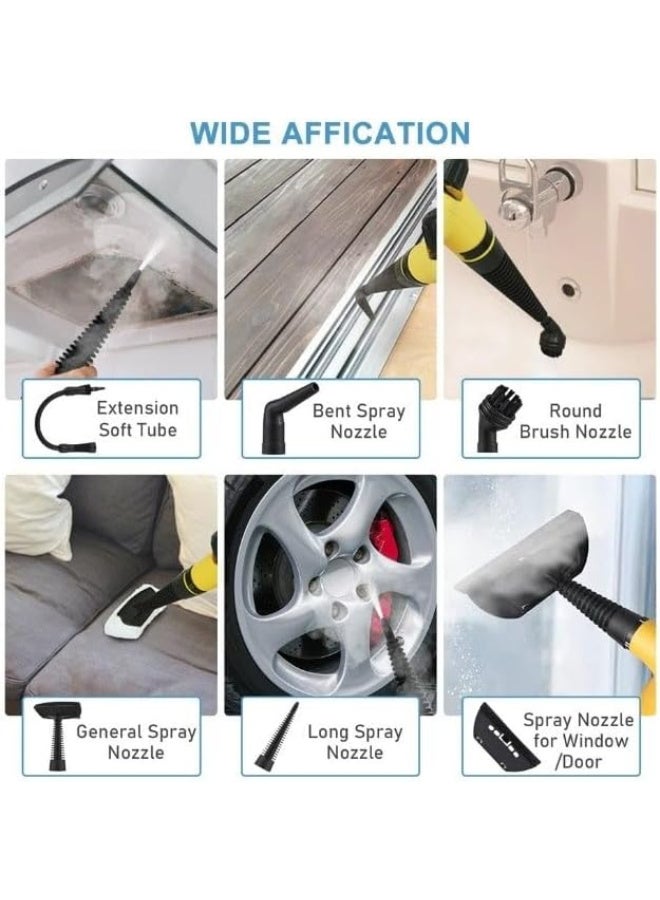 دينكس منظف ​​بخاري محمول باليد من دينكس بقوة 1200 واط مع 9 ملحقات - جهاز تنظيف عالي الحرارة خالٍ من المواد الكيميائية للمطبخ والأريكة والحمام والأرضيات والنوافذ - منظف عميق خفيف الوزن - أبيض/أصفر - Image 3