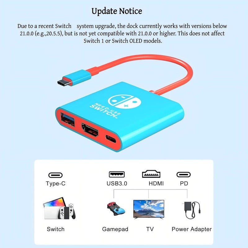 BIYTC Switch Dock Compatible with Nintendo Switch Docking Station Portable Switch TV Adapter Support 4K/30HZ Switch OLED Switch Travel Dock with HDMI2.0 USB3.0 Port (NOT Work for Switch 2) - Image 5
