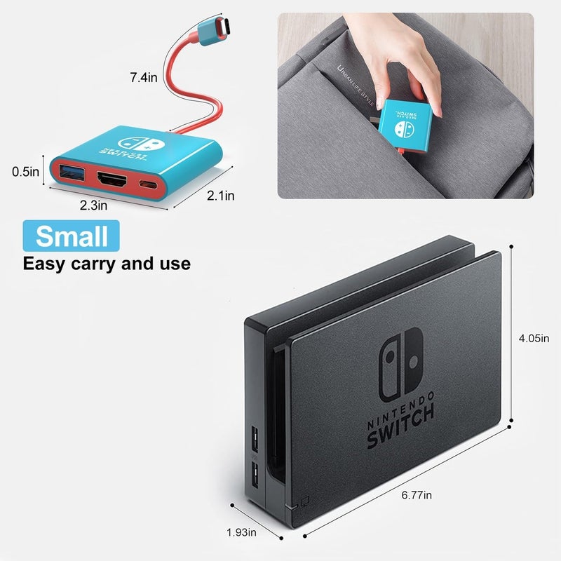 BIYTC Switch Dock Compatible with Nintendo Switch Docking Station Portable Switch TV Adapter Support 4K/30HZ Switch OLED Switch Travel Dock with HDMI2.0 USB3.0 Port (NOT Work for Switch 2) - Image 3