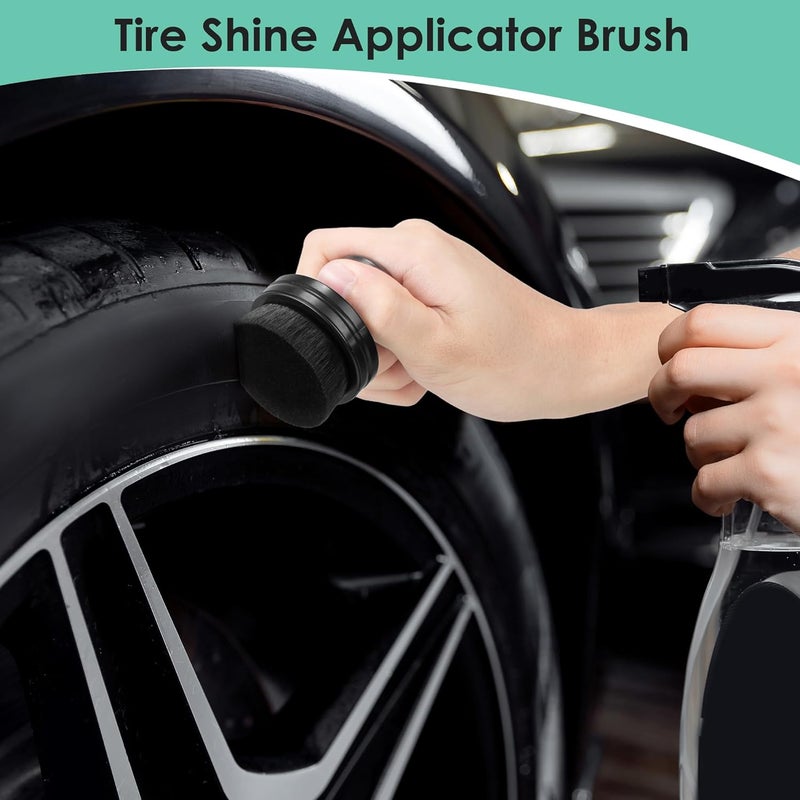 Dreyoo 2 Pack Auto Detail Brushes, Portable Car Tire Brush with Seal Cover Design, High Density Soft Detailing Brush for Vehicles Tire Shine Polish Wax Applicator (Black) Multi option design - Image 5