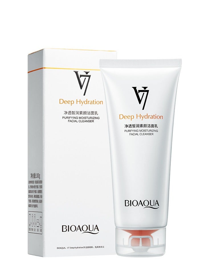 BIOAOUA Facial Cleansing Milk Cleanser V7 Deep Hydration Moisturizing Smooth Seven Vitamins Effect 100g/ 3.53oz - Image 1