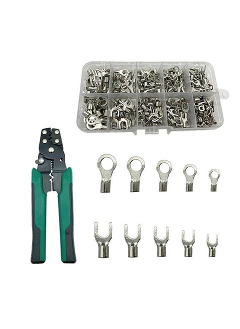 320pcs Crimp Terminal with Pliers Set 10-in-1 Crimp Terminals Kit U Shaped O Shaped Cold Pressed Bare Terminals Box