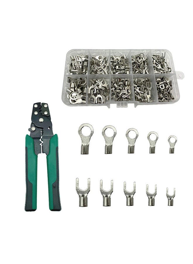320pcs Crimp Terminal with Pliers Set 10-in-1 Crimp Terminals Kit U Shaped O Shaped Cold Pressed Bare Terminals Box