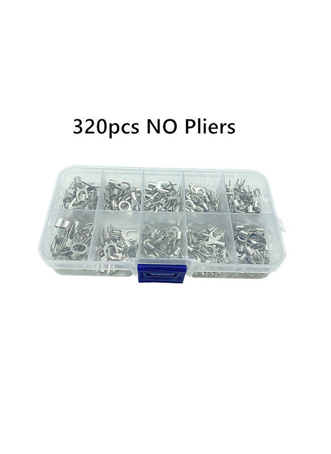 320pcs Crimp Terminal with Pliers Set 10-in-1 Crimp Terminals Kit U Shaped O Shaped Cold Pressed Bare Terminals Box