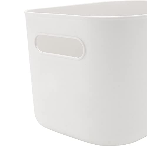 JOIKIT 4 Pack White Storage Bins with Handles, White Bathroom Kitchen Organizer Bin, White Plastic Vanity Storage Bins for Hand Soap, Body Washes, Towels, Shampoos, Lotions, Bath Balls, 10x7x6.3 Inch - Image 3