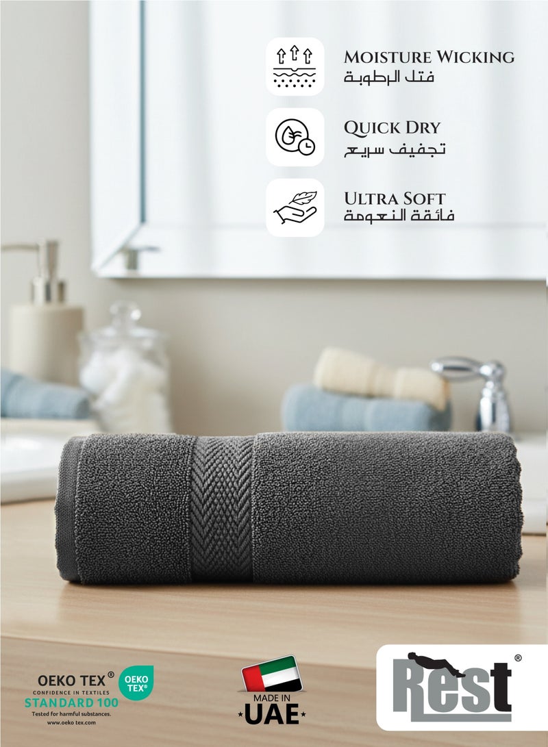 Rest Hand Towel Set Of 4 Grey Cotton Hand Towel 40x70 cm , Soft Lightweight Quick Drying Salon Towel For Styling Spa Household Bedroom Gym With Maximum Absorbency - Image 4