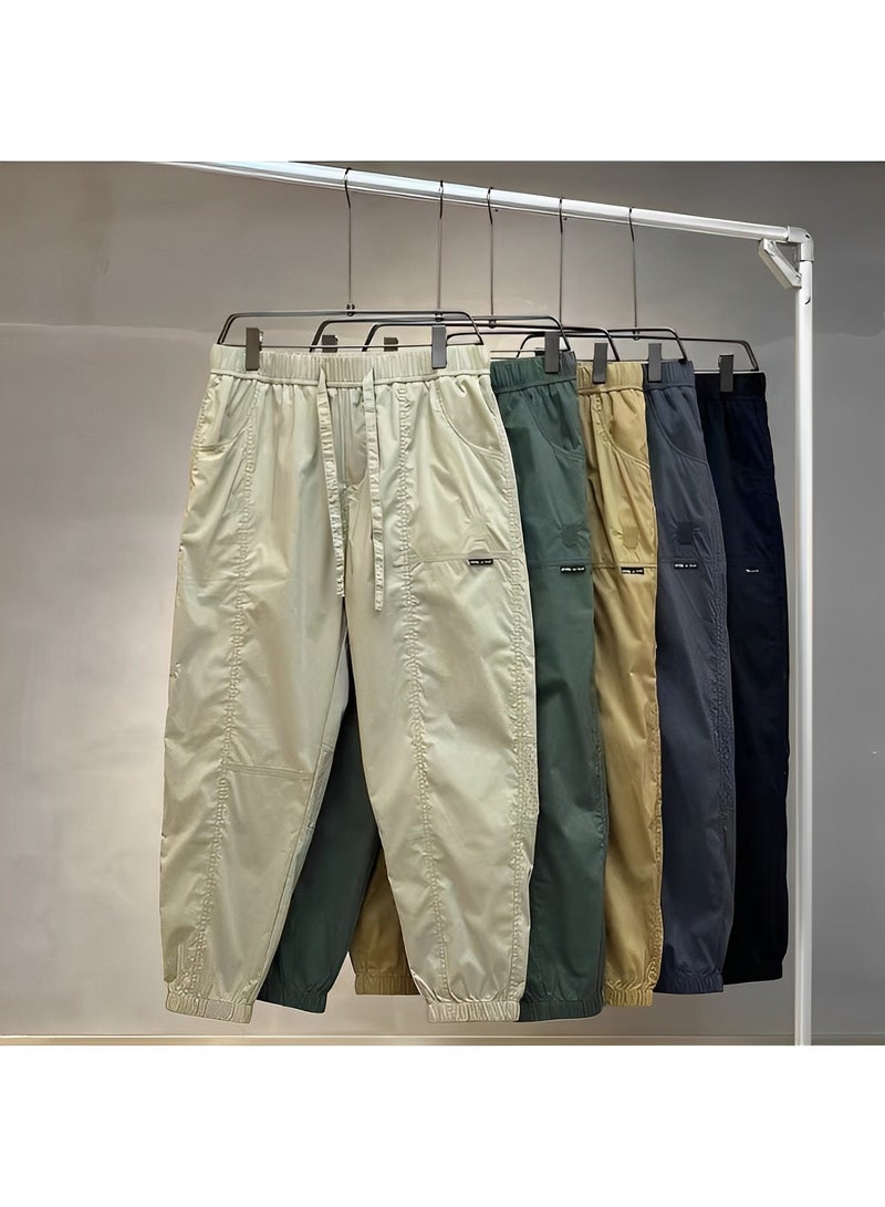 REOCLE Men's Cargo Pant Casual Pants Workout Joggers Stretch Sweatpants Hiking Drawstring Tactical Pants Joggers Gym Drawstring Long Pants - Image 5