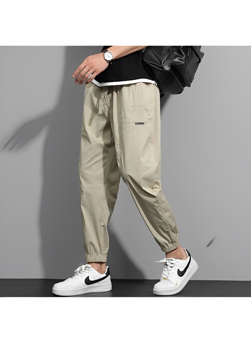 REOCLE Men's Cargo Pant Casual Pants Workout Joggers Stretch Sweatpants Hiking Drawstring Tactical Pants Joggers Gym Drawstring Long Pants - Image 3