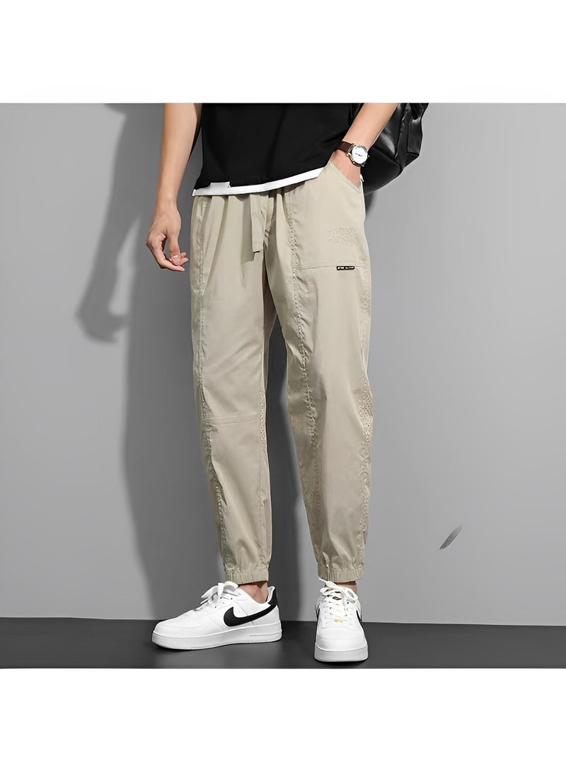 REOCLE Men's Cargo Pant Casual Pants Workout Joggers Stretch Sweatpants Hiking Drawstring Tactical Pants Joggers Gym Drawstring Long Pants - Image 2