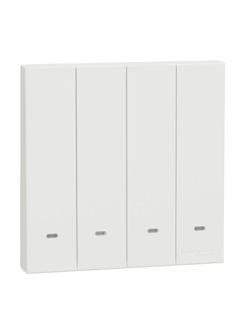 Schneider Electric AvatarOn C 16AX 250V 4-Gang 1-Way Switch with Fluorescent Locator, White - E8734L1F_WE - Image 1