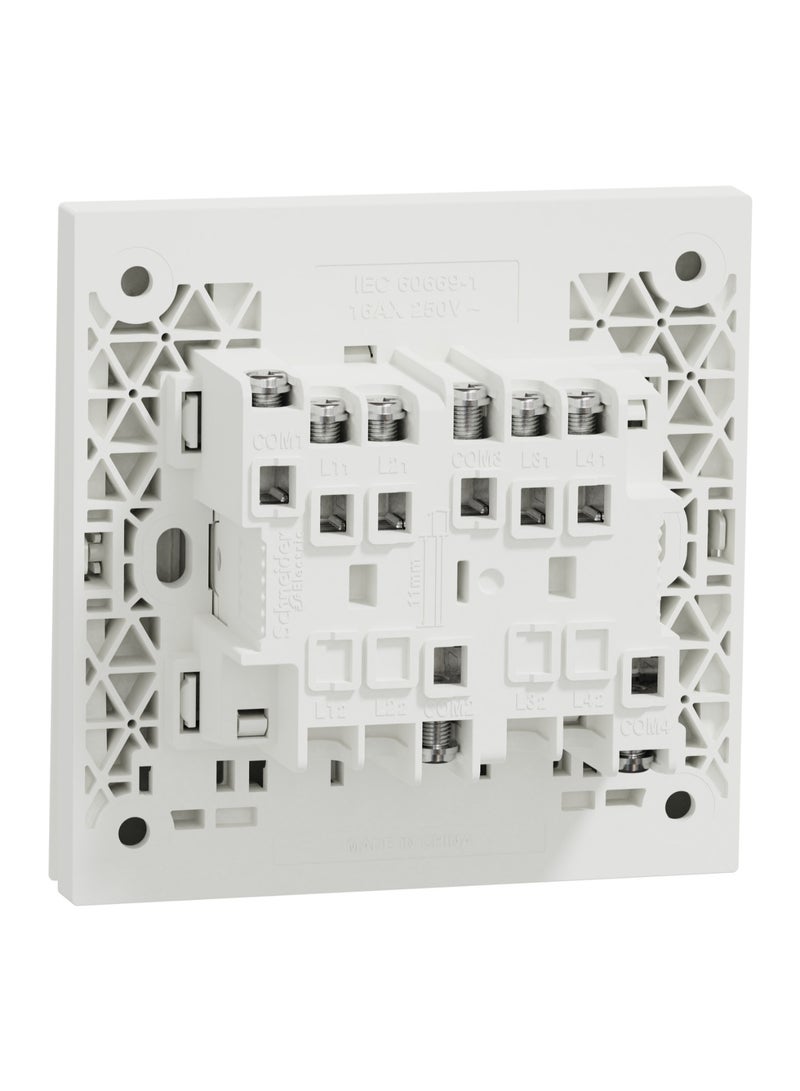 Schneider Electric AvatarOn C 16AX 250V 4-Gang 1-Way Switch with Fluorescent Locator, White - E8734L1F_WE - Image 3