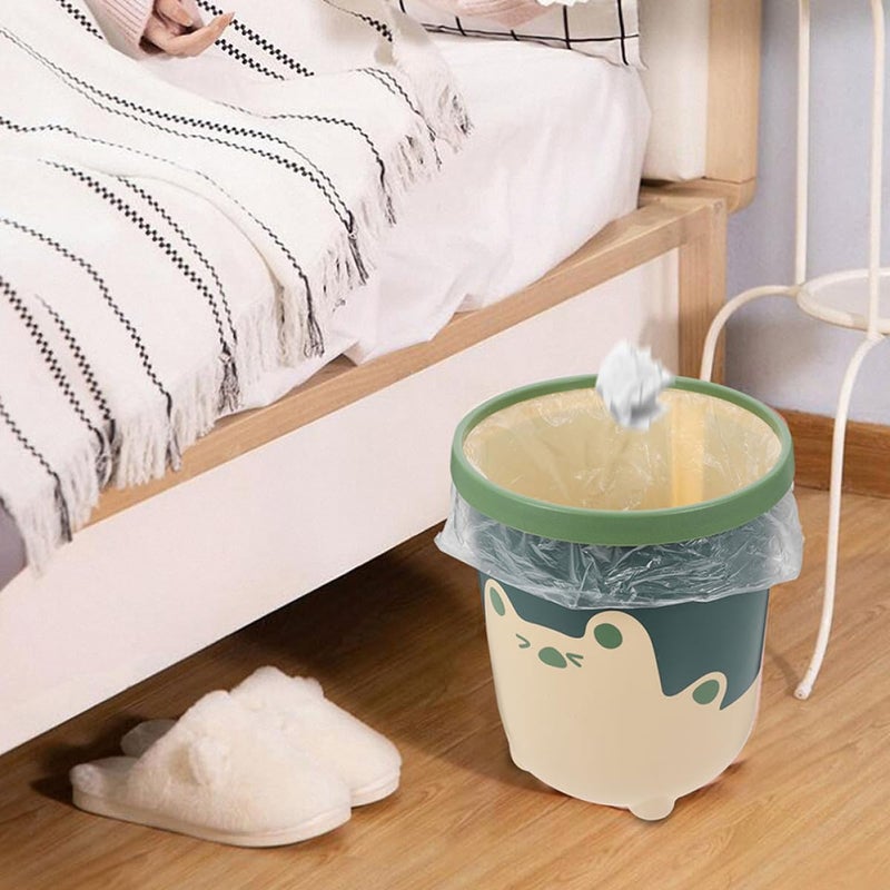2pcs Cartoon Trash Bin Set with Lid, Large and Small Yellow Animal Design Wastebasket for Bedroom, Kitchen, Bathroom, Sturdy Plastic Garbage Container - Image 5