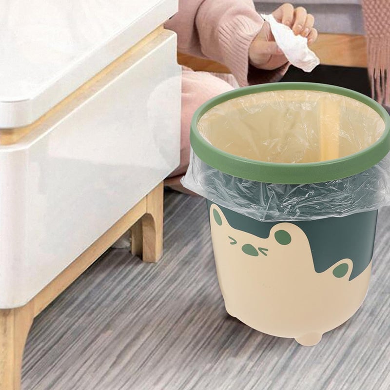 2pcs Cartoon Trash Bin Set with Lid, Large and Small Yellow Animal Design Wastebasket for Bedroom, Kitchen, Bathroom, Sturdy Plastic Garbage Container - Image 4