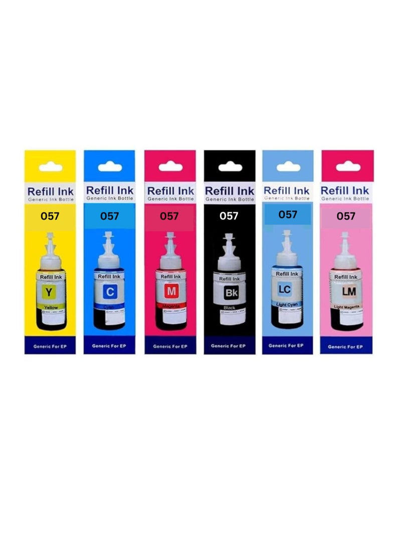 Terabyte 057 Ink Bottle 6-Color Pack Set for EPSON L8050 L18050 Printer - Image 1