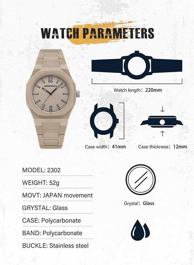 HUMPBUCK Minimalist Lightweight Polycarbonate Waterproof Wristwatch for Men & Women Luminous - Image 5