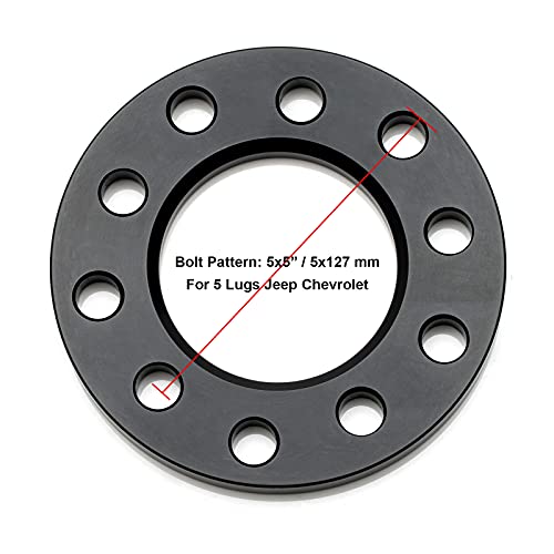 VLAOSCHI Black 5x5 5x120 5x127 Wheel Spacers 1/2 Inch (12mm) Compatible with Jeep B-M-W 5 Lug for 2007-2022 Wrangler | 1999-2022 Grand Cherokee | 2011-2022 Durango | E28 E32 E36 E46 E60 - Pack of 4 - Image 5