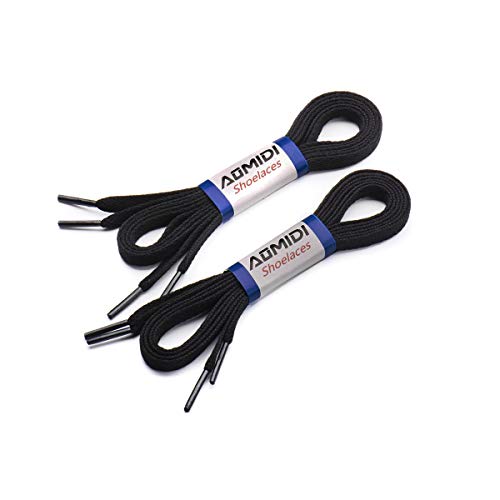 AOMIDI 2 Pair Flat Shoelaces 5/16" for sneakers and converse shoelaces replacements (27" inches (69 cm), Black) - Image 1