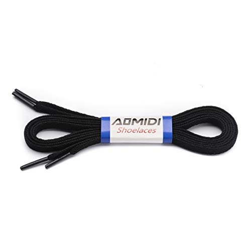 AOMIDI 2 Pair Flat Shoelaces 5/16" for sneakers and converse shoelaces replacements (27" inches (69 cm), Black) - Image 4