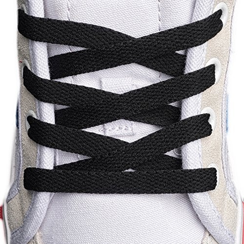 AOMIDI 2 Pair Flat Shoelaces 5/16" for sneakers and converse shoelaces replacements (27" inches (69 cm), Black) - Image 2