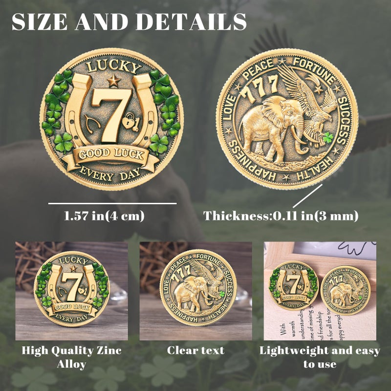 LParkin Amuletos de Proteccion y Buena Suerte Lucky Coin for Lottery Scratcher | Four Leaf Clover & Elephant Eagle Motivational Charm - Prosperity, Success & Good Luck Token - Image 5
