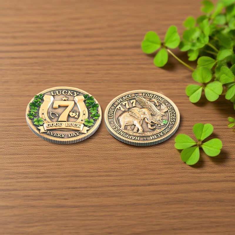 LParkin Amuletos de Proteccion y Buena Suerte Lucky Coin for Lottery Scratcher | Four Leaf Clover & Elephant Eagle Motivational Charm - Prosperity, Success & Good Luck Token - Image 2