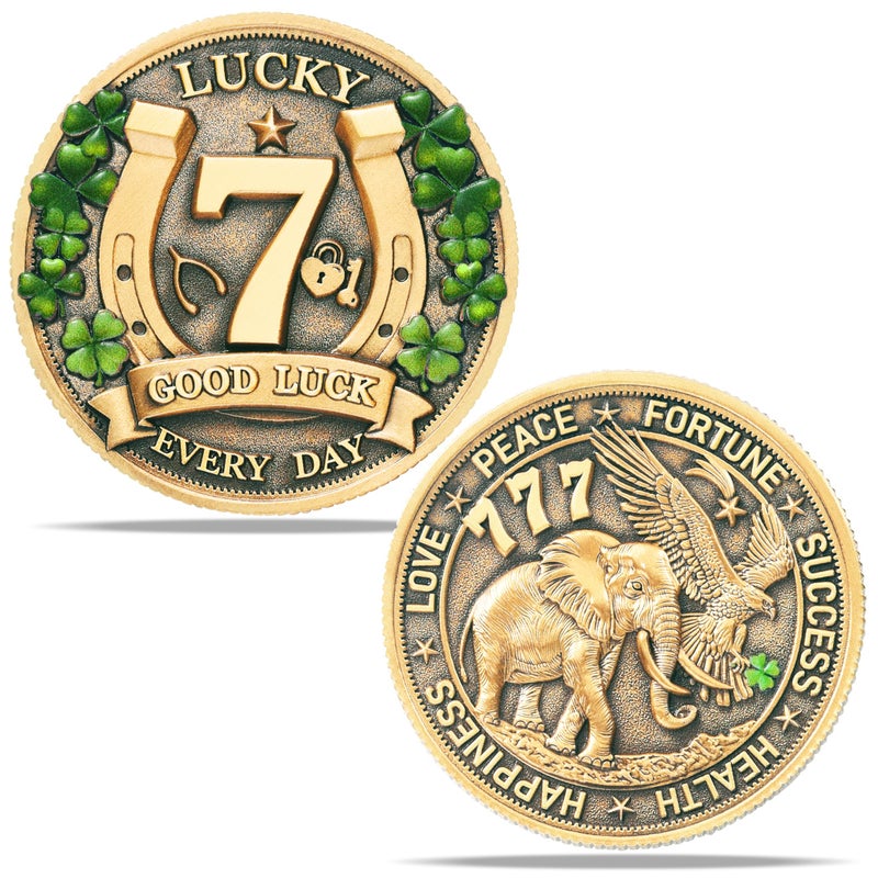 LParkin Amuletos de Proteccion y Buena Suerte Lucky Coin for Lottery Scratcher | Four Leaf Clover & Elephant Eagle Motivational Charm - Prosperity, Success & Good Luck Token - Image 1