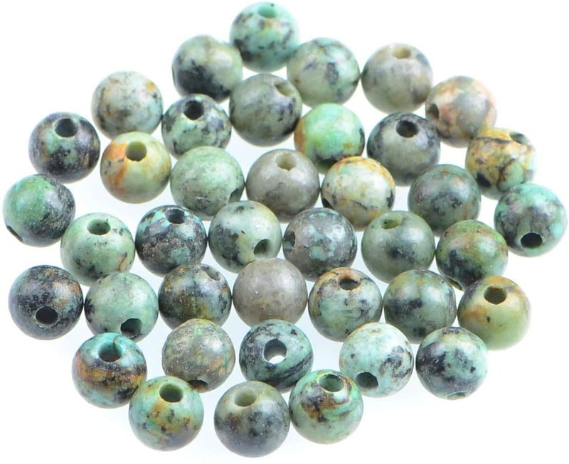 AD Beads Natural Gemstone 8mm Round Loose Beads Big Hole 25mm Sized 40pcs African Turquoise - Image 3