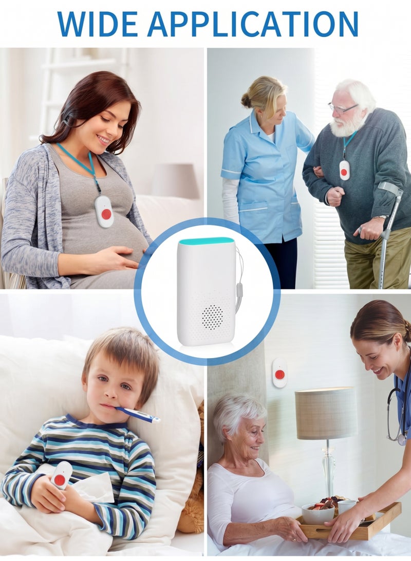 JOUDIYA Wireless Caregiver Pager, 2 Call Buttons & 1 Receiver, SOS Nurse Alert System for Elderly, Patients & Pregnant Women, Rechargeable Vibration Pager with 58 Melodies & 4 Volume Levels - Image 3