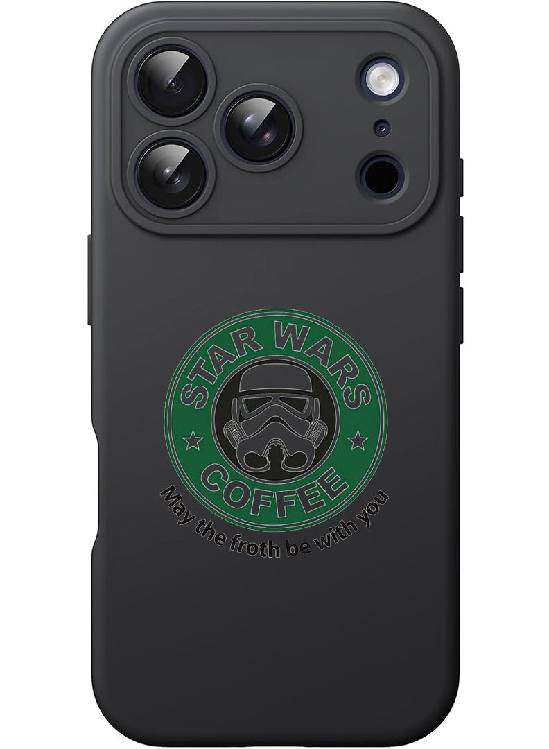 Theodor Protective Slim Fit Case Liquid Silicone Cover with Full Body Protection Anti-Scratch Shockproof Case For Apple iPhone 17 Pro Max (Black) StarWars Coffee - Image 1