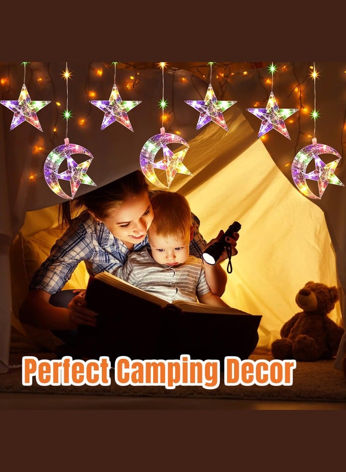 MODI Ramadan, Eid Crescent Moon Star Curtain LED Fairy 138 Lights RGB 4 meter, 8 Modes - Image 5