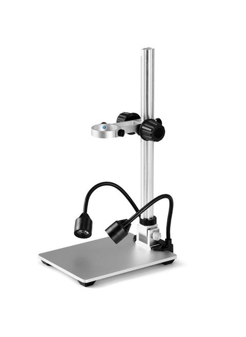 12inch Extended Aluminum Microscope Stand with 2 Fill Lights, Portable Adjustable Manual Focus LCD Digital Microscope Holder,Aluminum Microscope Lifting Stand for Most Microscopes