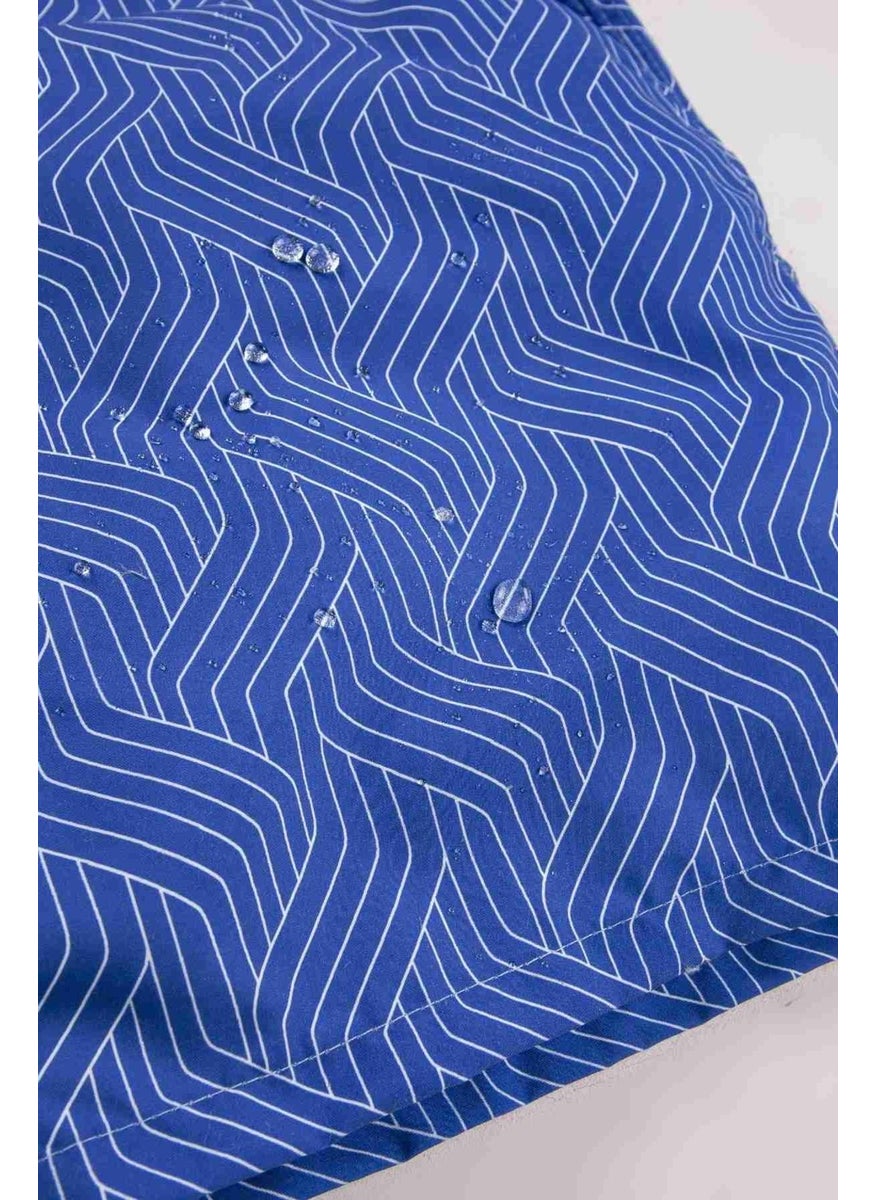 Gold Class Kidswear - Striped Patterned Blue Boy's Swim Shorts with Cord - Image 1
