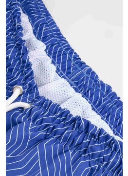Gold Class Kidswear Striped Patterned Blue Boy's Swim Shorts with Cord  - Image 4