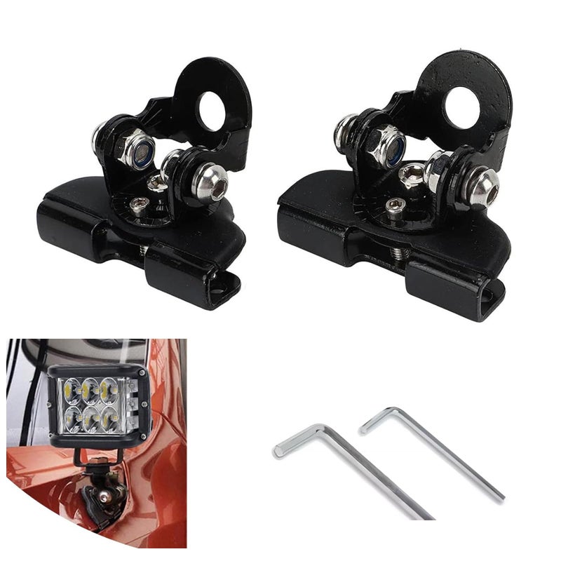 ijuicy 2 PCS Led Light Bar Mounting Brackets Adjustable Hood Led Work Light Mount Bracket Off Road Accessories Ditch Light Brackets for Off Road Truck Black - Image 3