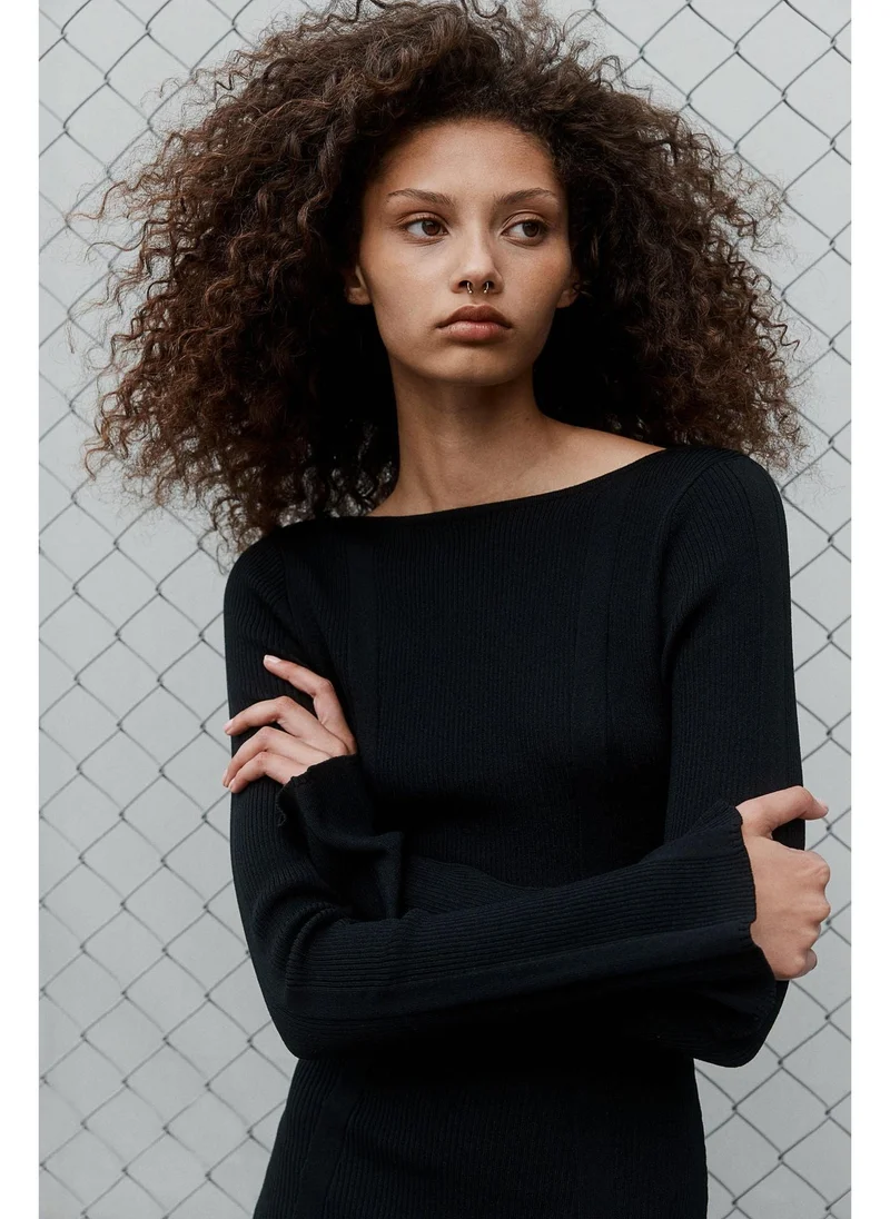 H&M Low-back rib-knit bodycon dress