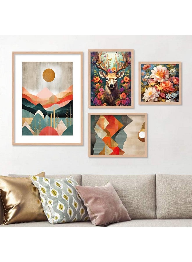 kotart Aesthetic Modern Wall Decor Paintings with Frame for Home Decoration - Painting for Living Room Bedroom - Painting for Wall Decoration (14 x 18 inch) Set of 4 (Classic Wall Painting, 19) - Image 2