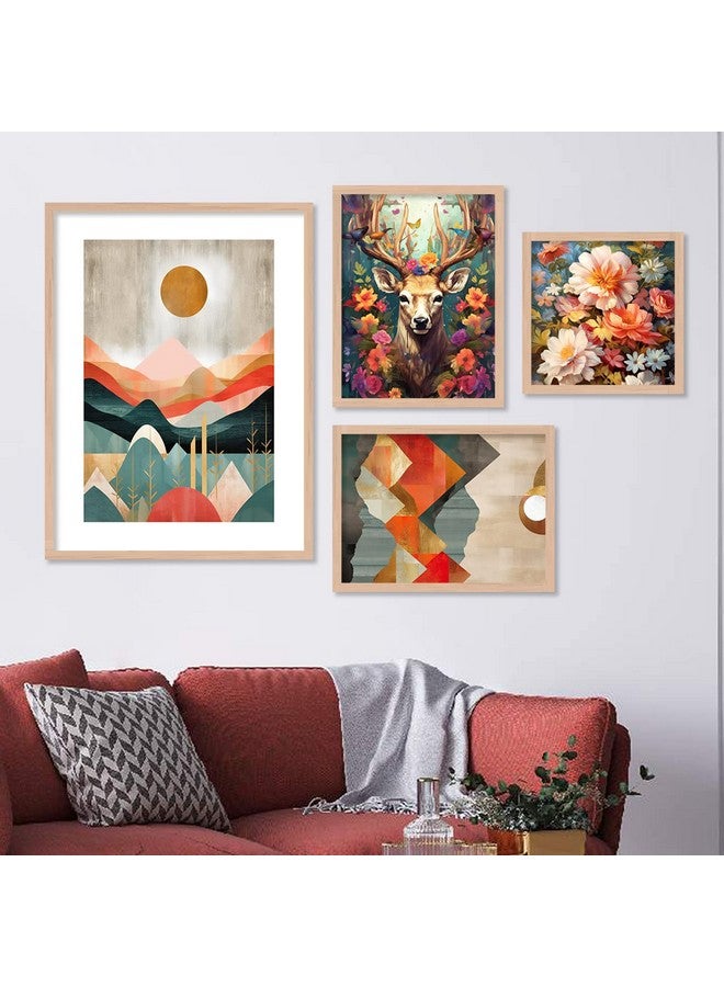 kotart Aesthetic Modern Wall Decor Paintings with Frame for Home Decoration - Painting for Living Room Bedroom - Painting for Wall Decoration (14 x 18 inch) Set of 4 (Classic Wall Painting, 19) - Image 1