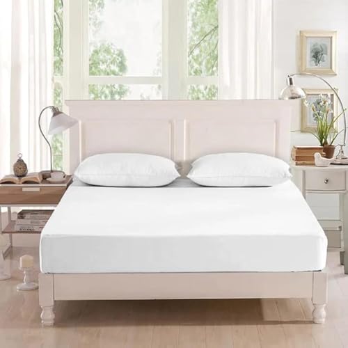 Rajasthan Crafts Cotton Terry Ultra Soft Waterproof Mattress Protector| Fits Upto 10 inch Bed | Breathable - Hypoallergenic Mattresses Cover (78x36 inch | 6.5x3 feet, White) - Image 1