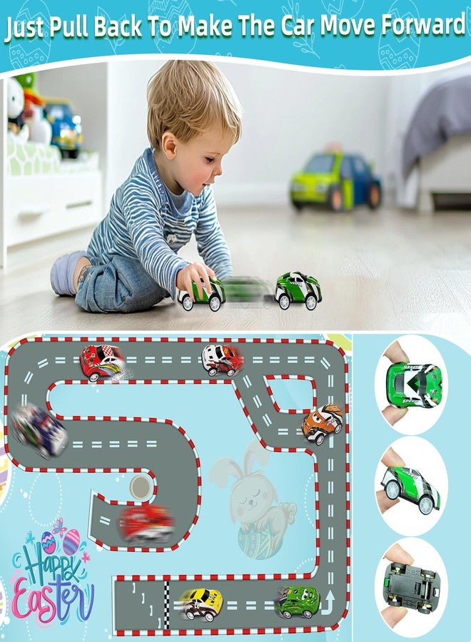 AMENON 12 Pack Easter Eggs with Pull Back Race Cars Toys, 2.2" Colorful Mini Vehicles in Surprise Eggs for Egg Hunt, Easter Basket Stuffers Gifts Birthday Party Favors for Boys Ages 3+ - Image 4