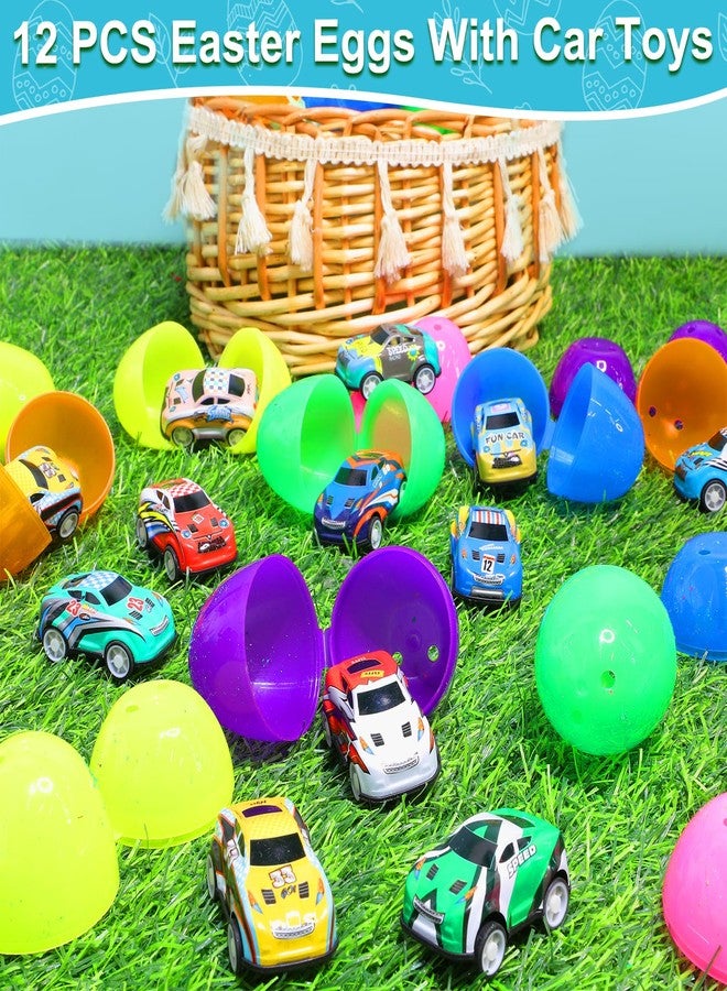 AMENON 12 Pack Easter Eggs with Pull Back Race Cars Toys, 2.2" Colorful Mini Vehicles in Surprise Eggs for Egg Hunt, Easter Basket Stuffers Gifts Birthday Party Favors for Boys Ages 3+ - Image 5