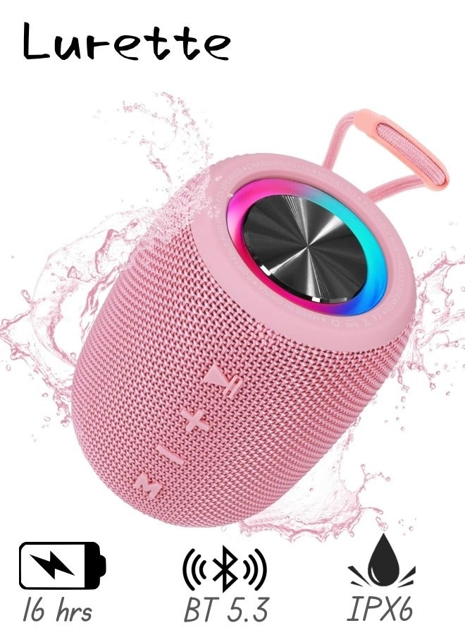 مكبر صوت محمول بتقنية البلوتوث، مكبر صوت لاسلكي BT5.3 بقوة 10 وات مع أغشية جهير متعددة مع أوضاع ديناميكية لإضاءة LED متعددة، مقاوم للماء IPX6 لمدة تشغيل تصل إلى 16 ساعة، يدعم وضع FM، TF، USB للمنزل، وركوب الدراجات، والأنشطة الخارجية، والشاطئ - وردي - Image 1