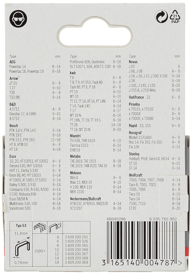 BOSCH Professional Fine Wire Staples With Length 14mm, Pack Of 1000, Suitable For Ht 14 Tackers - Image 3
