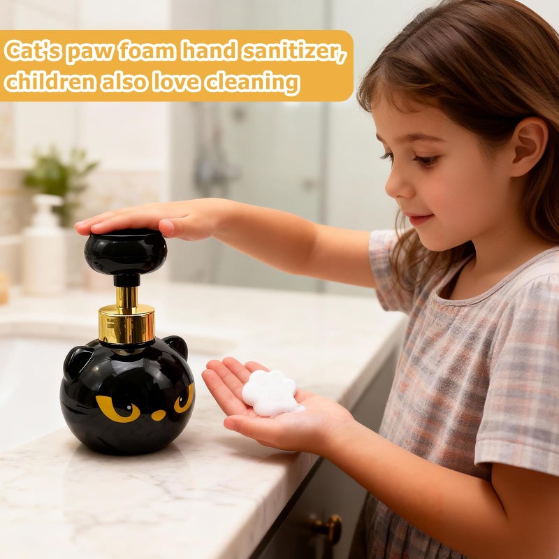 GDGJWL Cute Cat Paw Foam Soap Dispenser, Black Kitty Hand Soap Pump with Paw-Shaped Foam, Spooky Cat Lover Gift for Bathroom and Kitchen Home Accessories - Image 4